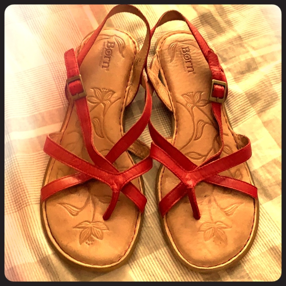 BORN Red strap sandals